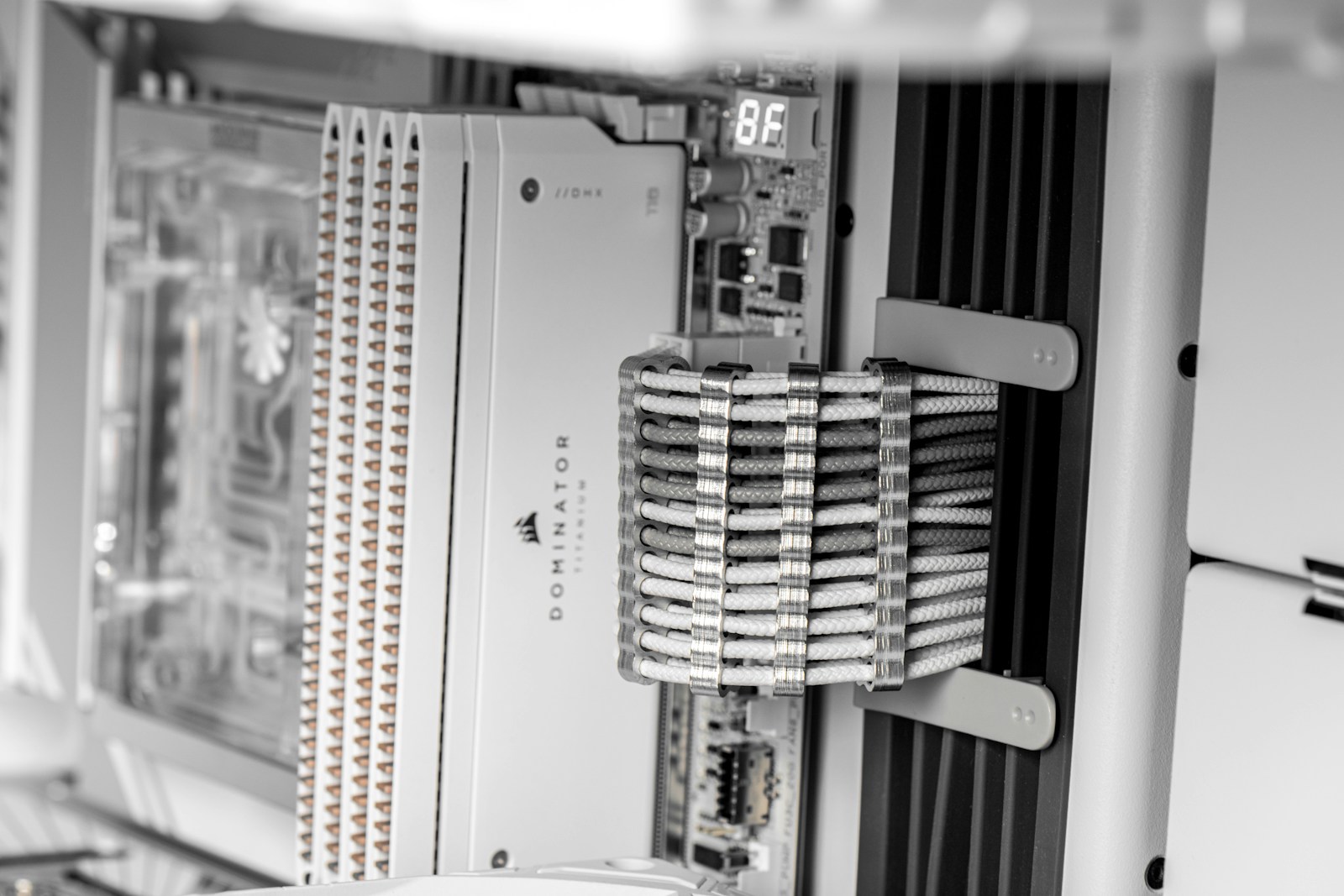 Server rack internal components close-up